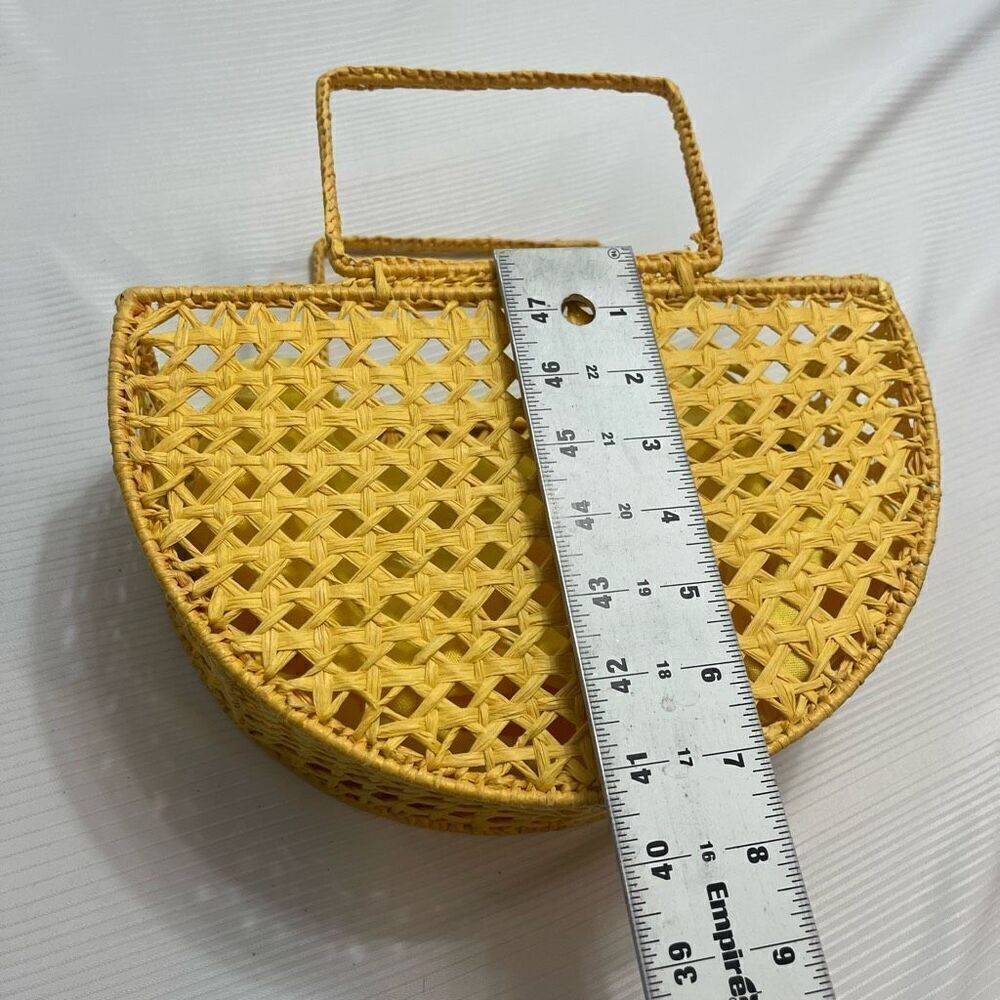 House Of Harlow 1960 Raffia Woven Yellow Basket Purse Handbag New - Picture 10 of 13